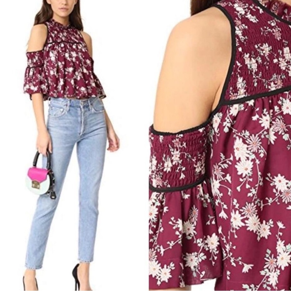 Cinq a Sept Floral Print Crop Top